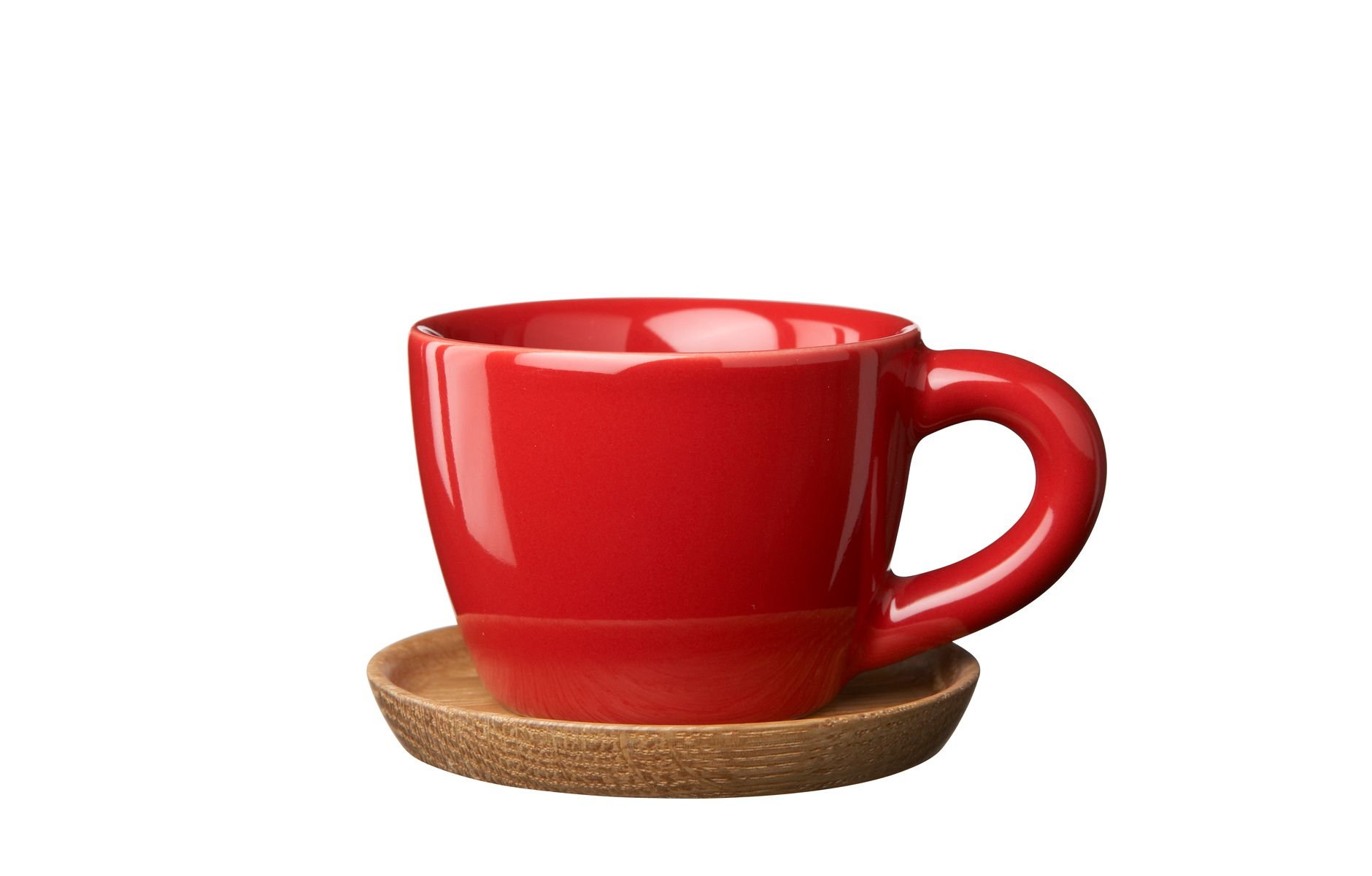 HK_espresso_cup_with_wooden_plate_10_cl_glossy_apple_red__1880